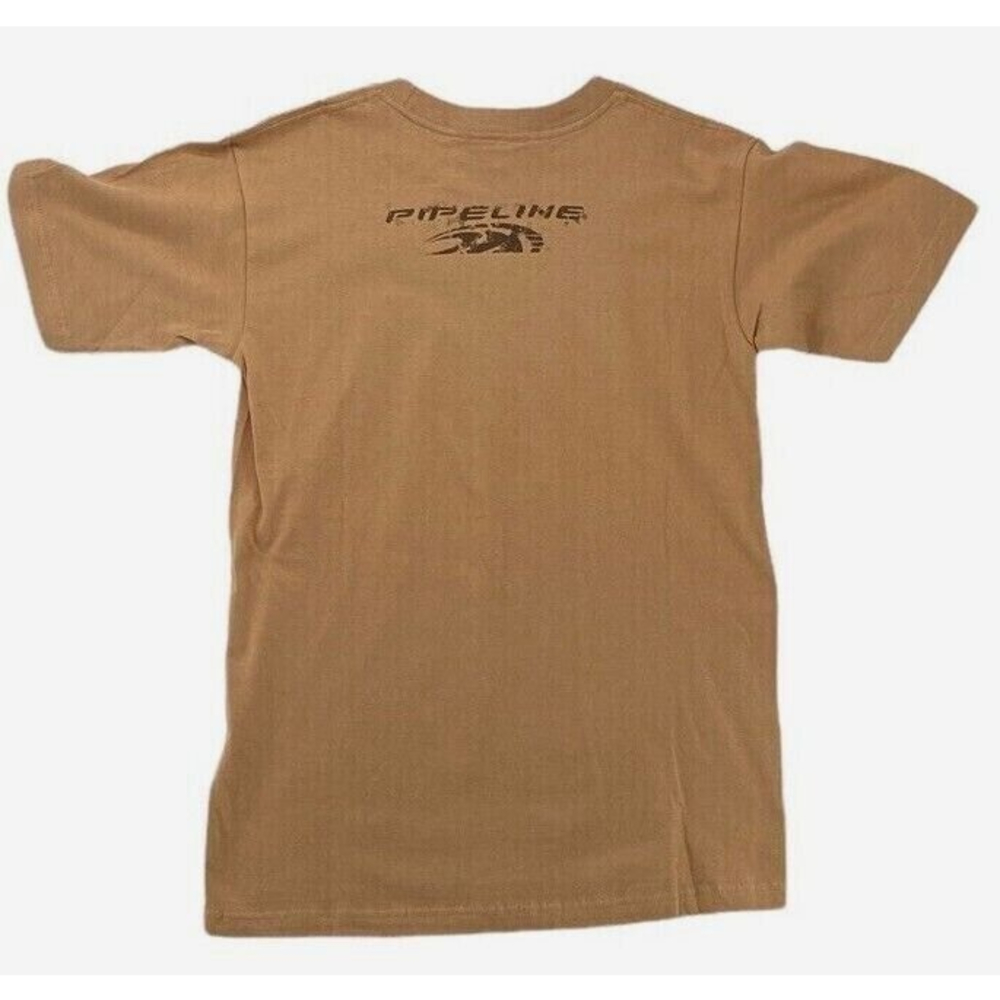 PIPELINE Tan Surf Wave Shirt Retro Graphics North Shore Surfing Tee T Cotton - Picture 2 of 4
